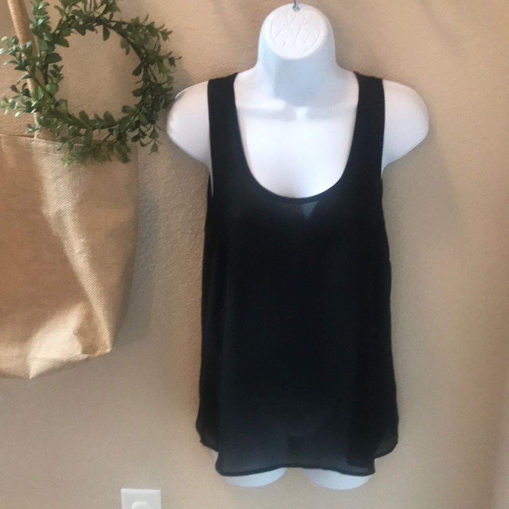 Sheer Black blouse with tie back